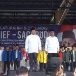 Paslon walikota-wakilwalikota Arief-Sachrudin priode 2018-2023 saat deklarasi damai di alun-alun kota Tangerang
